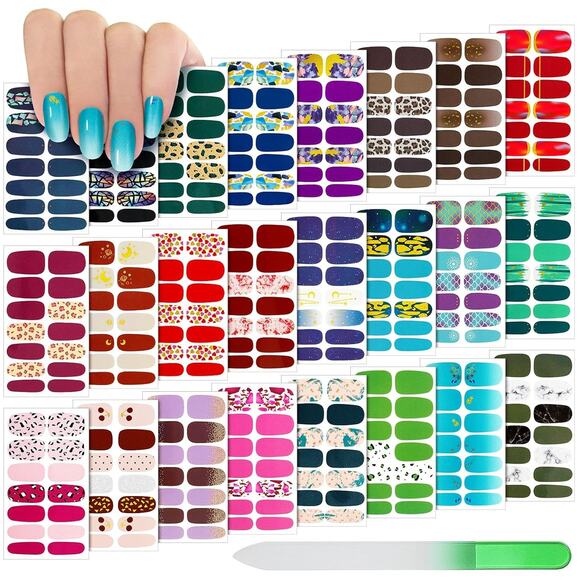 294 Pieces Full Wrap Nail Polish Strips – 21 Sheets Self-Adhesive Nail Stickers - Picture 2 of 5